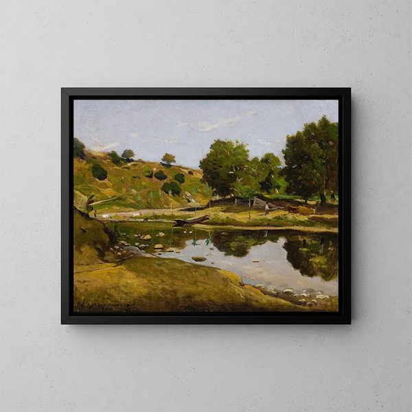 Sunny Landscape - Henri-Joseph Harpignies — framed artwork on a wall