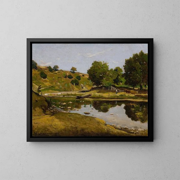 La Rivière - Henri-Joseph Harpignies — framed artwork on a wall