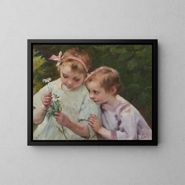 Flower painting for mom - Henri Jules Jean Geoffroy — framed artwork on a wall