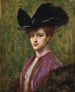 Een elegante dame met een zwart hoedje - Henri Adrien Tanoux — weergave van het kunstwerk