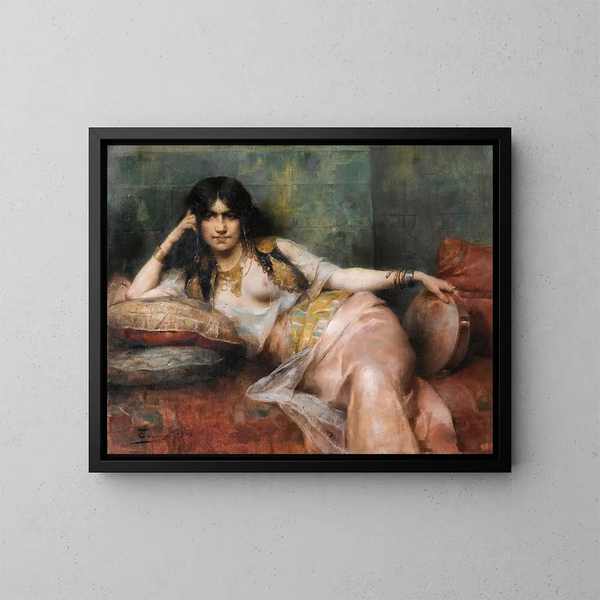 Odalisque au tambourin - Henri Adrien Tanoux — framed artwork on a wall