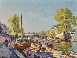 Parijs, uitzicht op de Pont Neuf - Henri Alphonse Barnoin — weergave van het kunstwerk