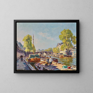 Parijs, uitzicht op de Pont Neuf - Henri Alphonse Barnoin — ingelijst kunstwerk aan de muur
