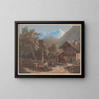 Berglandschap - Henri Boug d'Orschwiller — ingelijst kunstwerk aan de muur