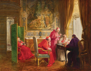 Kardinalen die schaken - Henri Brispot — weergave van het kunstwerk