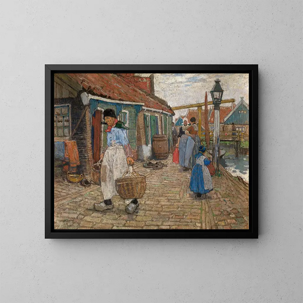 À Volendam - Henri Cassiers — ingelijst kunstwerk aan de muur