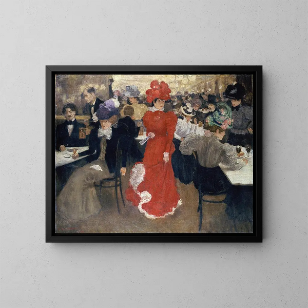 van het Café d'Harcourt in Parijs - Henri Evenepoel — ingelijst kunstwerk aan de muur