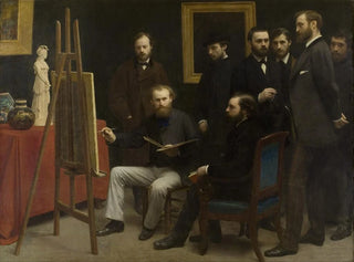 Een atelier in de Batignolles - Henri Fantin-Latour — weergave van het kunstwerk