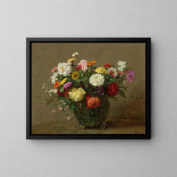 Bloemenmandje in de tuin - Henri Fantin-Latour — ingelijst kunstwerk aan de muur