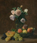 Natuurstudie, vaas met rozen, perziken en druiven - Henri Fantin-Latour — weergave van het kunstwerk