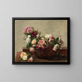 Mandje met rozen - Henri Fantin-Latour — ingelijst kunstwerk aan de muur