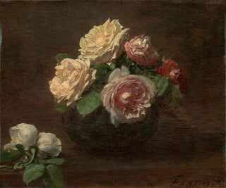 Rozen in een kom - Henri Fantin-Latour — weergave van het kunstwerk