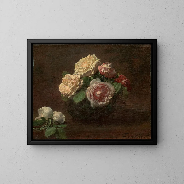 Rozen in een kom - Henri Fantin-Latour — ingelijst kunstwerk aan de muur