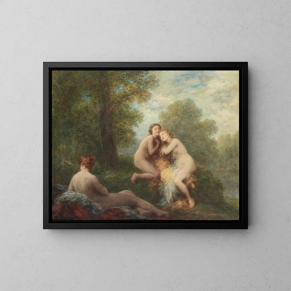 Drie bezorgde baders - Henri Fantin-Latour — ingelijst kunstwerk aan de muur