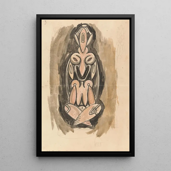 Studie voor een sculpturale pilaar - Henri Gaudier-Brzeska — ingelijst kunstwerk aan de muur