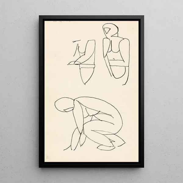 Drie studies van figuren - Henri Gaudier-Brzeska — ingelijst kunstwerk aan de muur