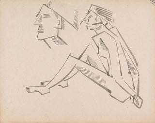 Twee studies van figuren - Henri Gaudier-Brzeska — weergave van het kunstwerk