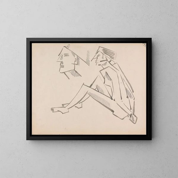 Deux études de figures - Henri Gaudier-Brzeska — framed artwork on a wall