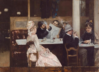 Café scène in Parijs - Henri Gervex — weergave van het kunstwerk