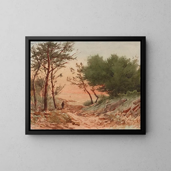 Landscape Painting - Henri Laurent Mouren — framed artwork on a wall
