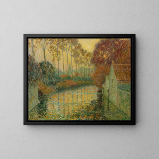 Kanaal in de herfst in Gisors - Henri Le Sidaner — ingelijst kunstwerk aan de muur