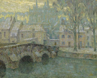 De sneeuw in Chartres - Henri Le Sidaner — weergave van het kunstwerk