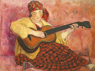 Vrouw met gitaar - Henri Lebasque — weergave van het kunstwerk