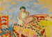 van een jonge vrouw met een groene tulband zittend op een bank - Henri Lebasque — weergave van het kunstwerk