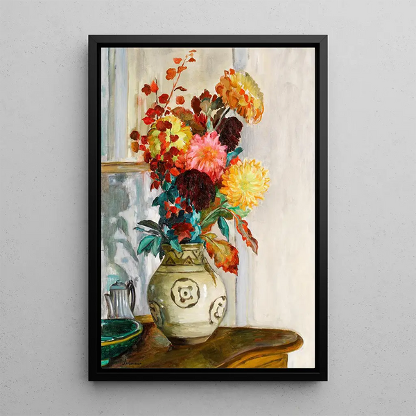 Chrysantenvaas - Henri Lebasque — ingelijst kunstwerk aan de muur