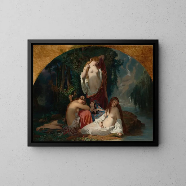 Les Baigneuses - Henri Lehmann — framed artwork on a wall