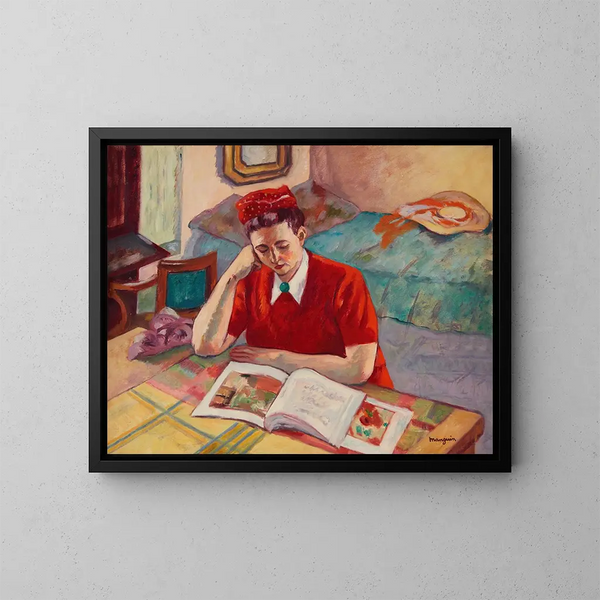 Odette with a red turban - Henri Manguin — framed artwork on a wall