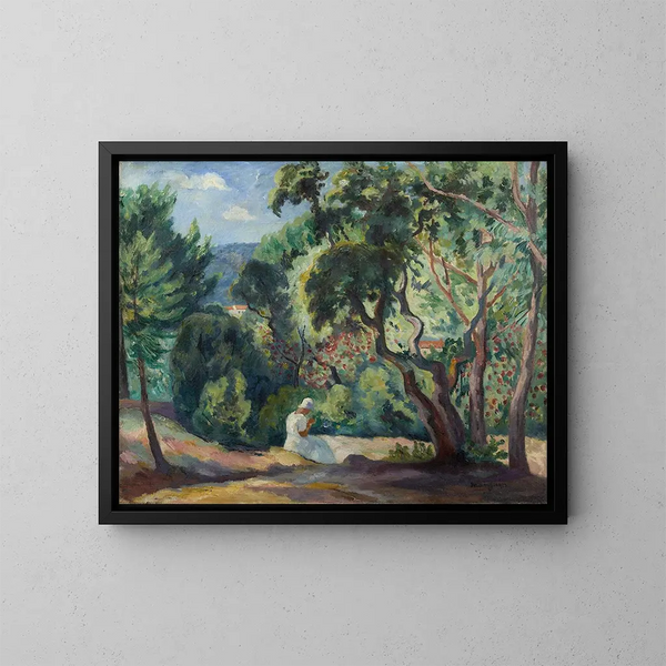 Forest Underbrush at La Moutte, Saint-Tropez - Henri Manguin — framed artwork on a wall