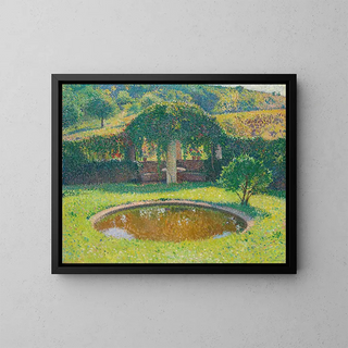 Bassin en zuidwestelijke pergola van het park van Marquayrol - Henri Martin — ingelijst kunstwerk aan de muur