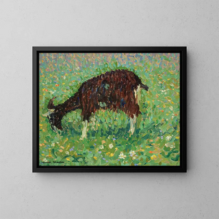 Geit in een bloemenveld - Henri Martin — ingelijst kunstwerk aan de muur