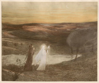 Dante ontmoet Beatrice - Henri Martin — weergave van het kunstwerk