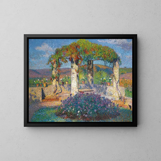 De pergola in de noordwesthoek van het park van Marquayrol - Henri Martin — ingelijst kunstwerk aan de muur