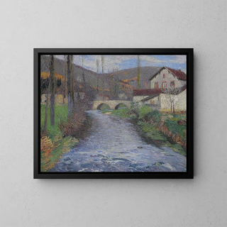 L'école et le pont sur le vert Labastide-du-Vert - Henri Martin — ingelijst kunstwerk aan de muur