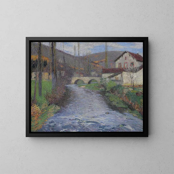 L'école et le pont sur le vert Labastide-du-Vert - Henri Martin — ingelijst kunstwerk aan de muur