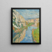 Het Lot aan de voet van de kliffen van Saint-Cirq-Lapopie - Henri Martin — ingelijst kunstwerk aan de muur