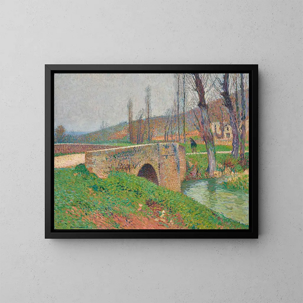 De brug onder een grijze hemel - Henri Martin — ingelijst kunstwerk aan de muur