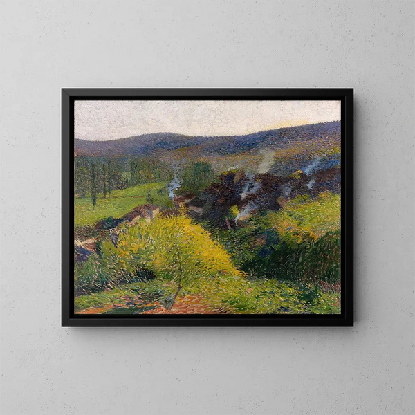 Les Chaumières au soir - Henri Martin — ingelijst kunstwerk aan de muur