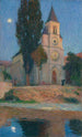Lever de lune derrière l'église de La Bastide-du-Vert - Henri Martin — weergave van het kunstwerk