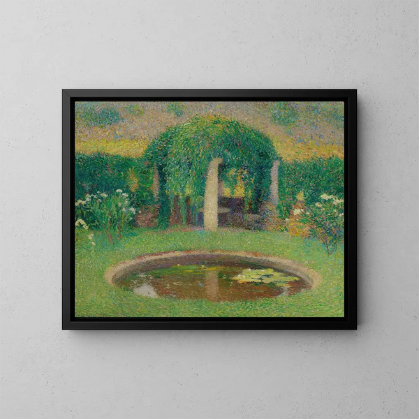 Klein schilderij van het kleine bassin bij de zuid-tuin van Marquayrol, de tuin van de kunstenaar - Henri Martin — ingelijst kunstwerk aan de muur