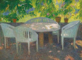 onder de grote kastanjeboom van Marquayrol - Henri Martin — weergave van het kunstwerk