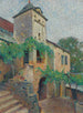 Vue d'une ferme avec un pigeonnier - Henri Martin — weergave van het kunstwerk
