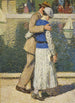 Een stel dat langs de bassin du Luxembourg loopt - Henri Martin — weergave van het kunstwerk