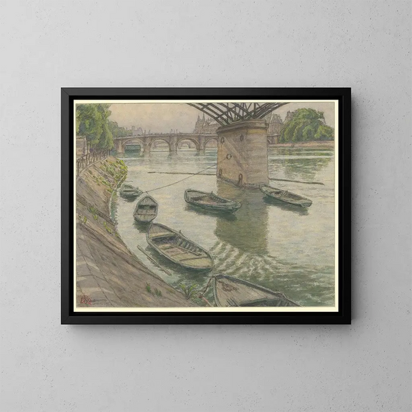 Parijs, Quai du Louvre - Henri Rivière — ingelijst kunstwerk aan de muur