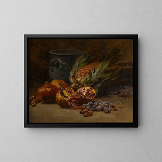 Henri Saintin - A still life with pomegranates and pineapple.webp