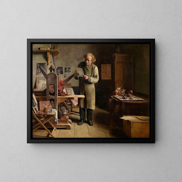 The Printer of Plates - Henri de Braekeleer — framed artwork on a wall