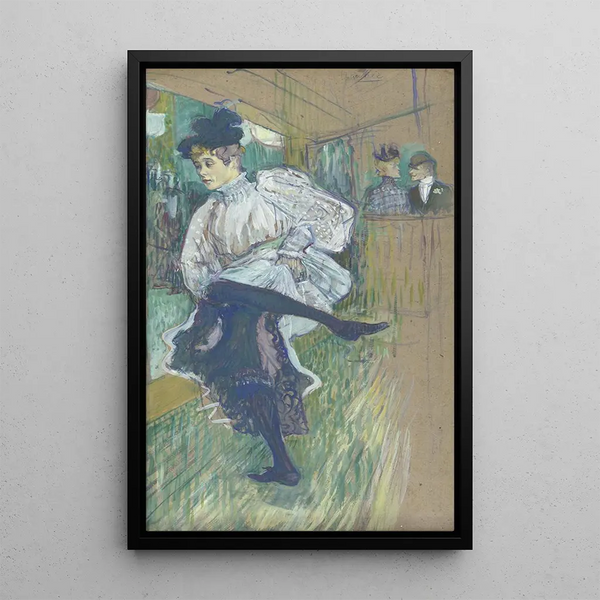 Jane Avril dansend - Henri de Toulouse-Lautrec — ingelijst kunstwerk aan de muur